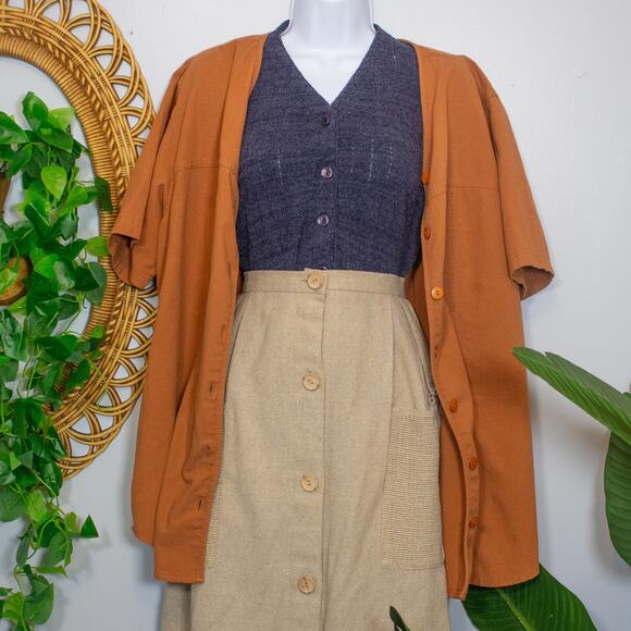 Rust Orange Short Sleeve Button Up Blouse Falls Creek 20W | Dark Autumn - Picture 1 of 7